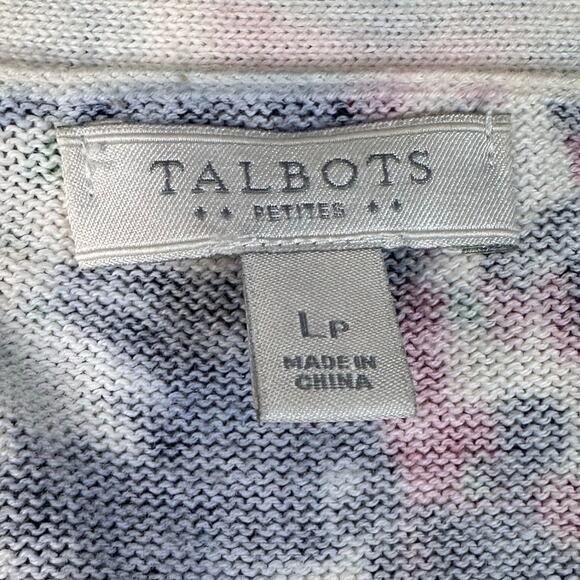 Talbots Sweater Red Black Womens LP Floral Cardigan Button Up V-Neck Ribbed Knit - Picture 5 of 6